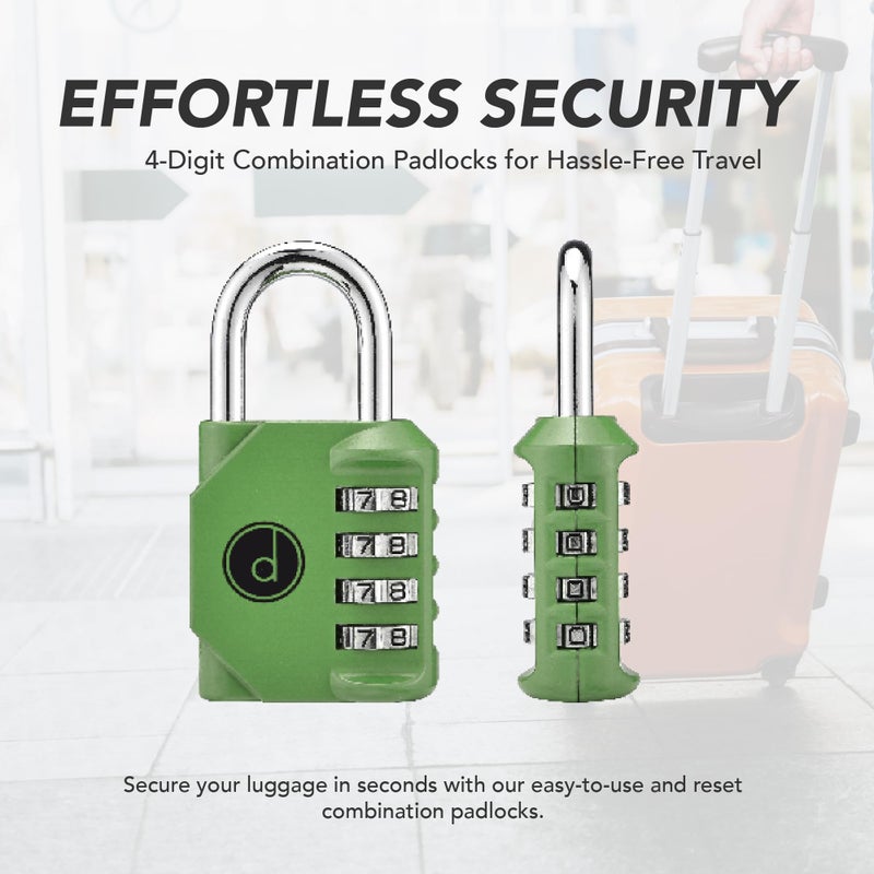 desired tools 4 Digit Combination Locks 2 Pack - Weatherproof Padlock with Code - Combination Lock for Locker, Gym, Outdoor Gate, Storage Shed, Fence Gate & Bike Lock - Keyless, Easy to Set, Reset - New Green - Image 3